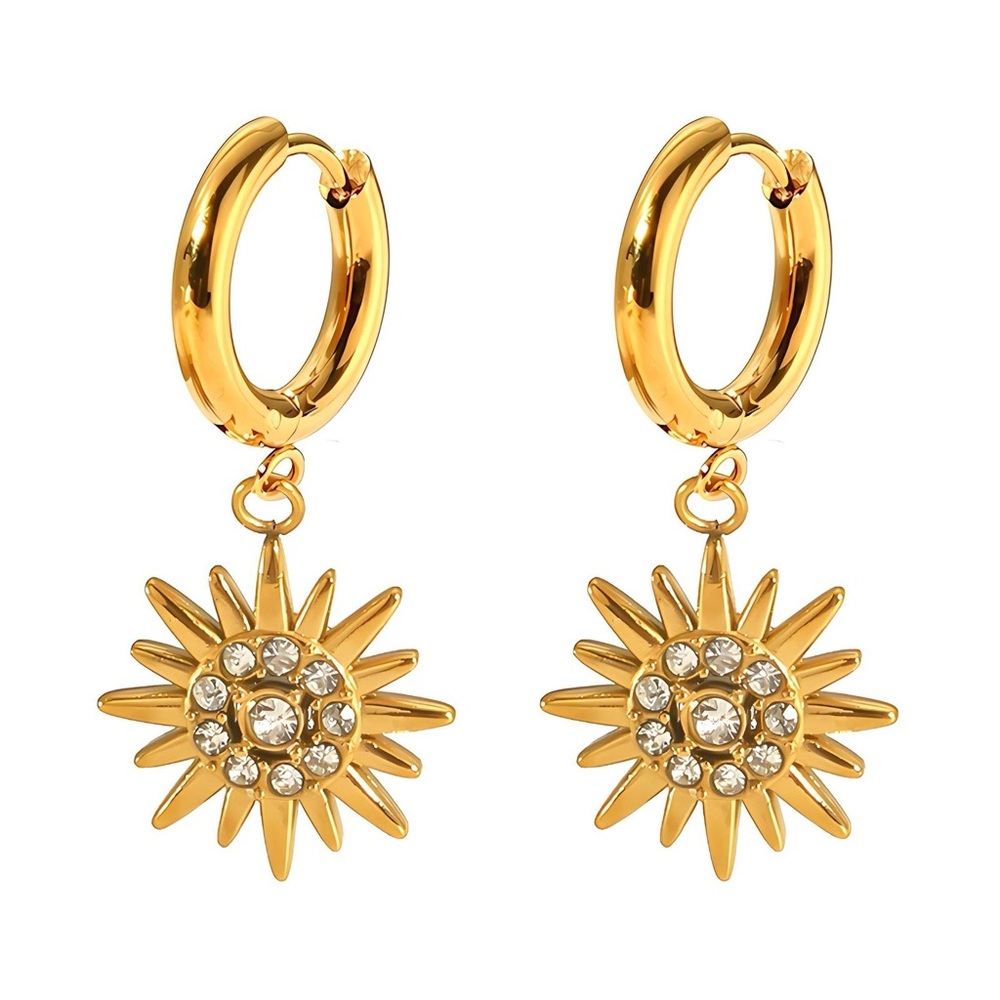 18K GOLD PLATED STAINLESS STEEL "FLOWERS" EARRINGS, INTENSITY